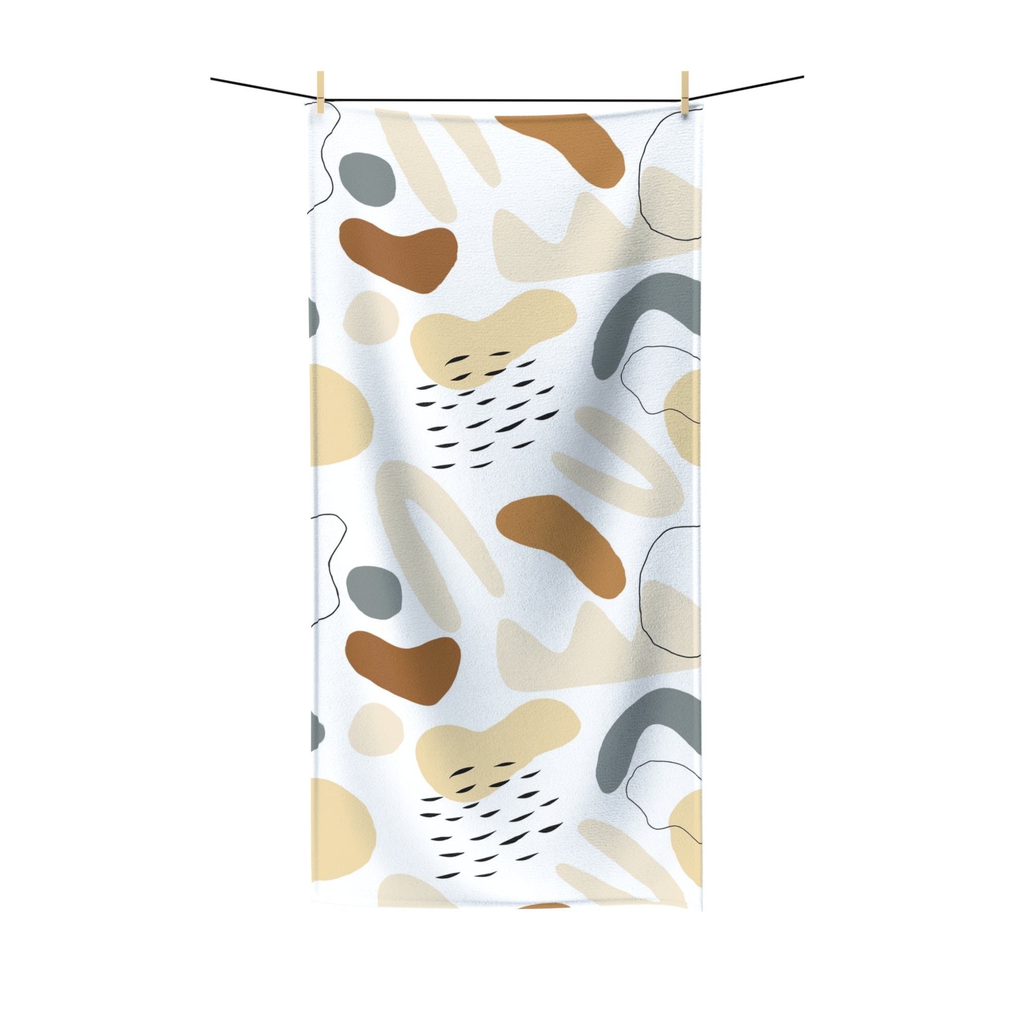 Boho Bath Towel | White Gray Brown Beige