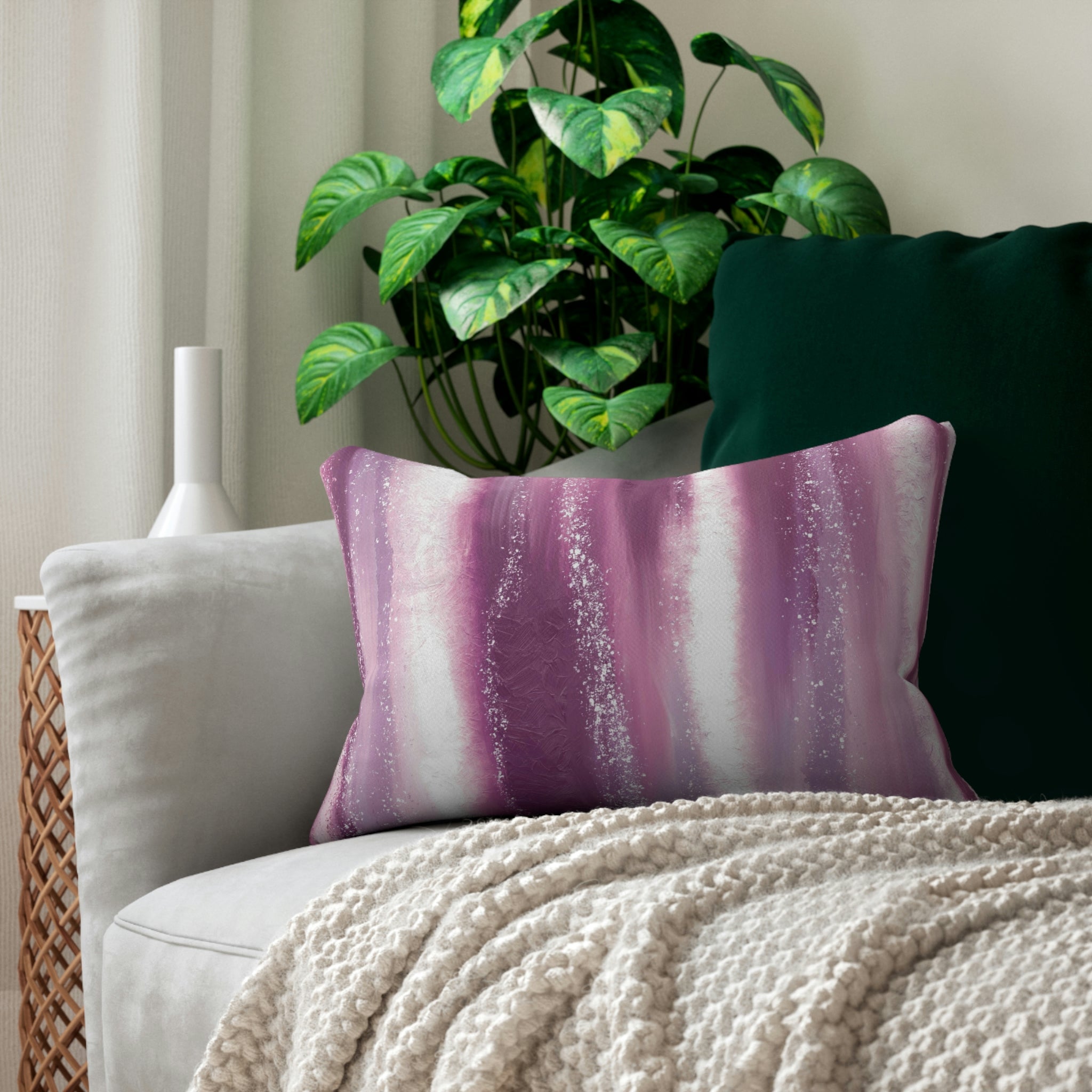 Abstract Lumbar Pillow | Lavender Mauve Pink