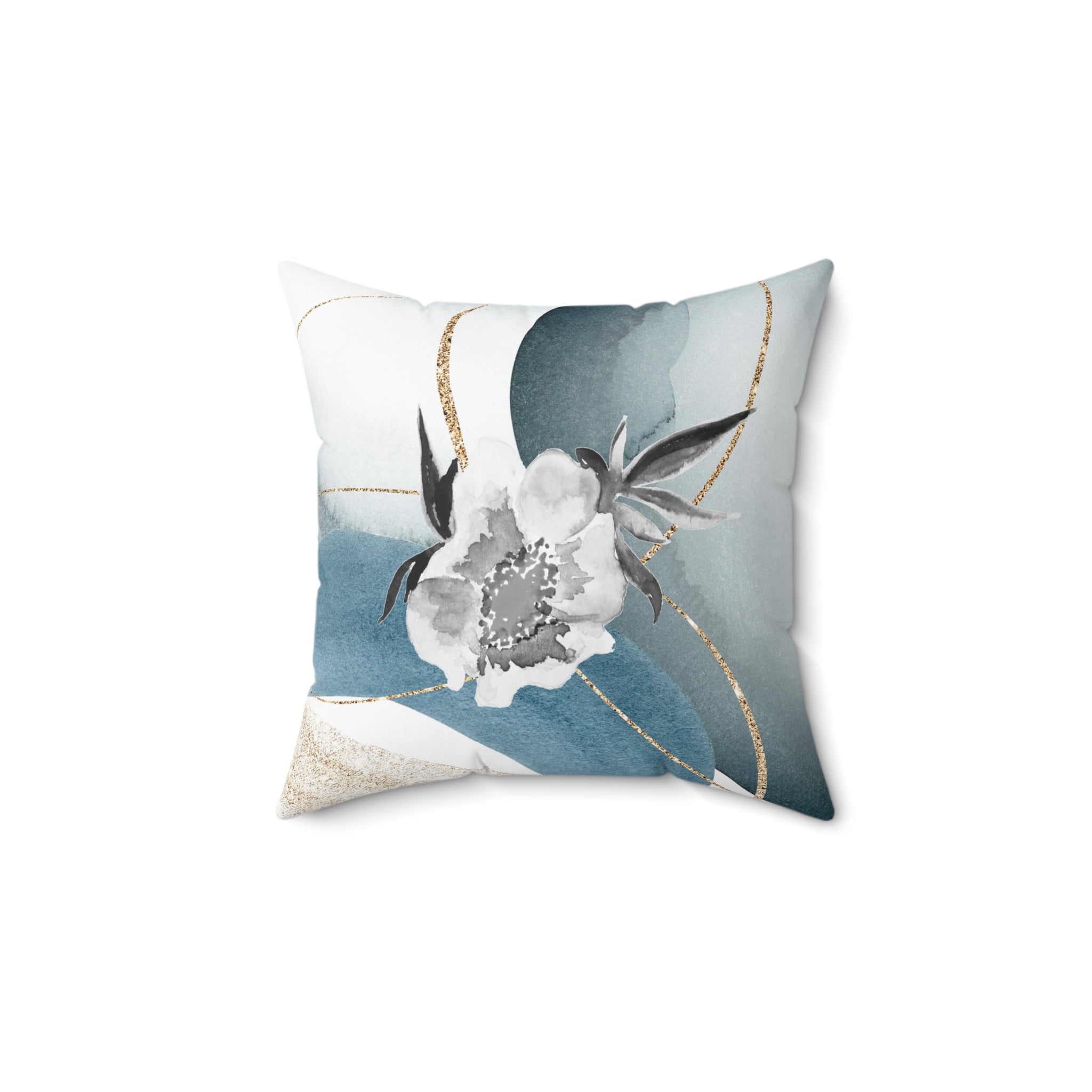 Abstract Floral Pillow Cover | Blue Grey