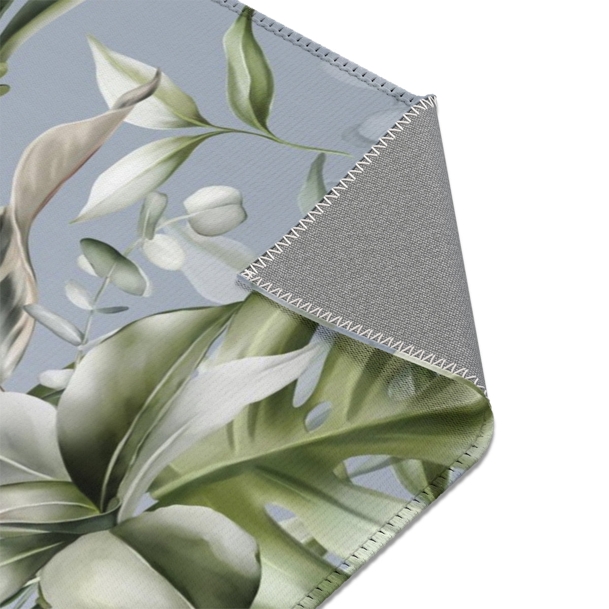 Floral Area Rug | Gray Green Jungle Leaves