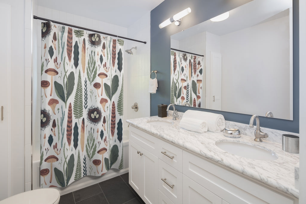 Mushrooms Floral Shower Curtain