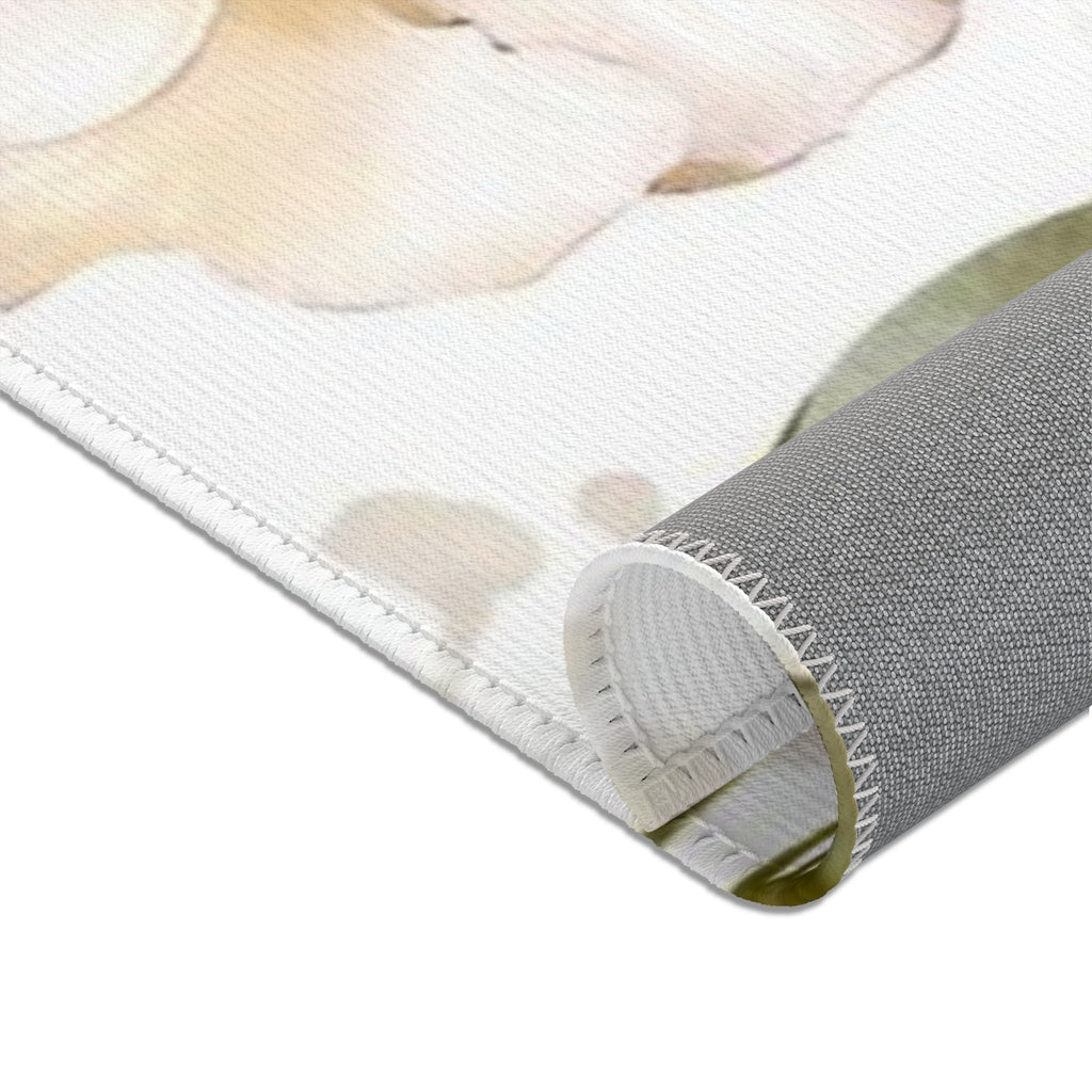 Floral Area Rug | Red Pink Rust Flowers