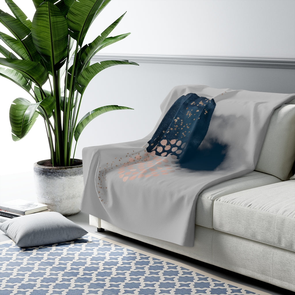 Gray Navy Abstract Blanket