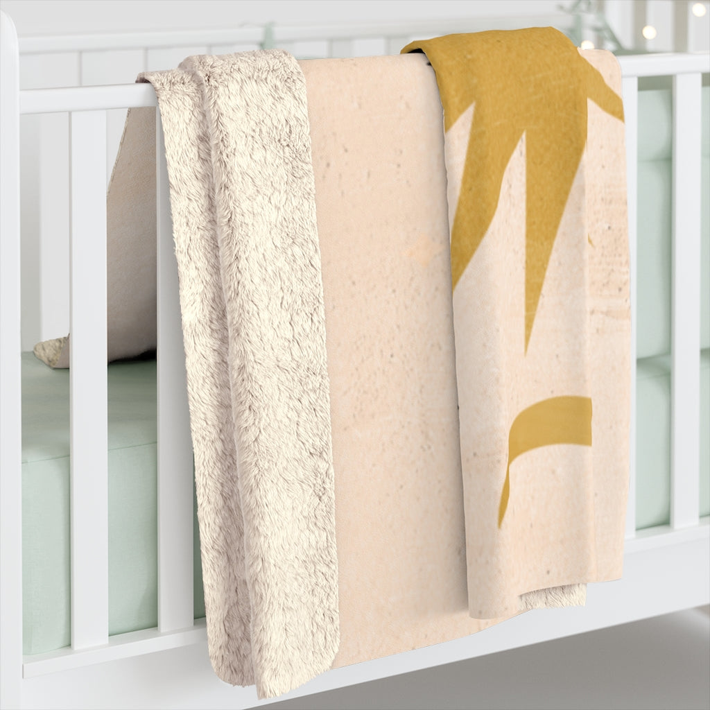 Brown Beige Gold, Moon Sun Stars, Celestial Bohemian Blanket