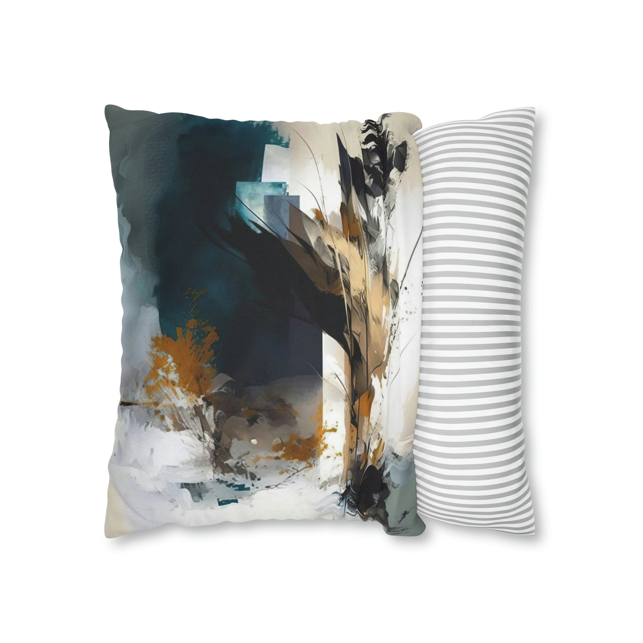 Abstract Pillow Cover | Beige Blue White