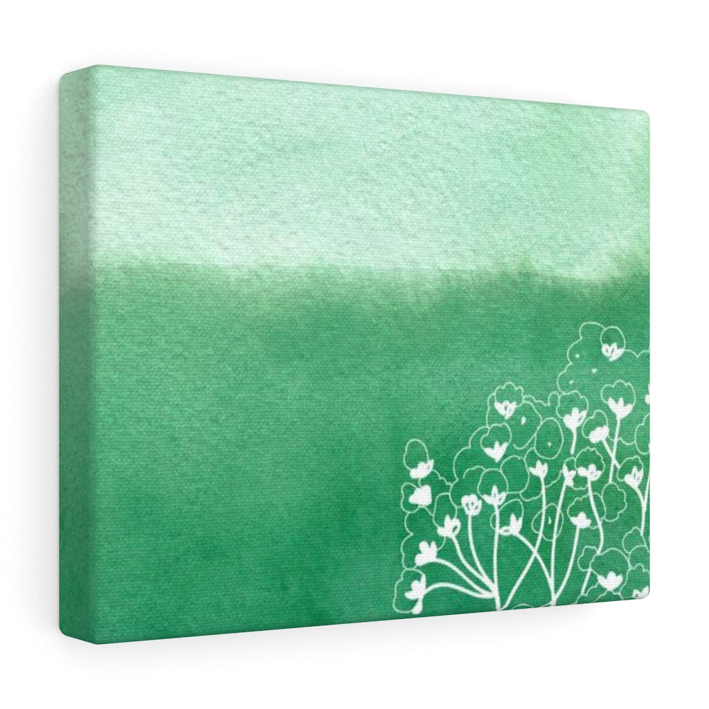 FLORAL WALL CANVAS ART | Green White Ombre