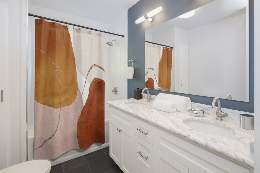 Abstract Shower Curtain | Rust Ivory