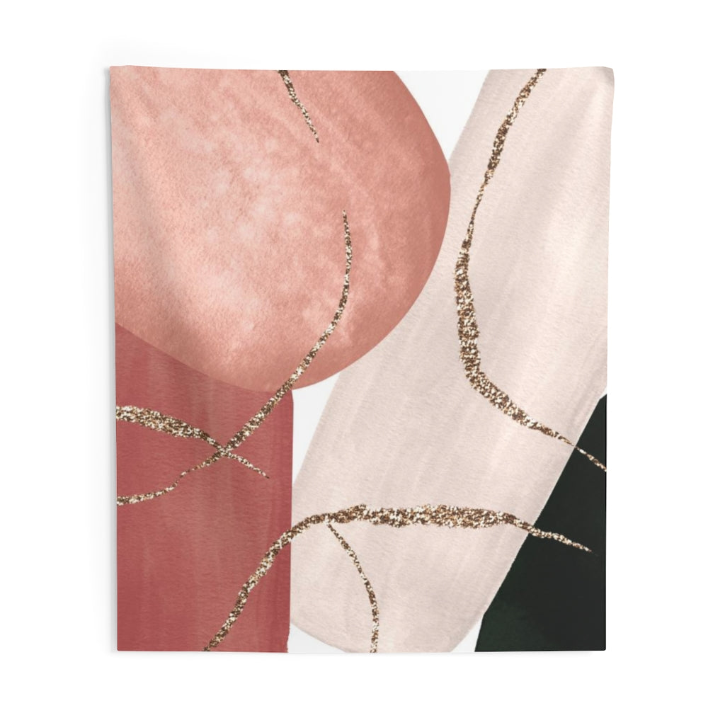 Abstract Tapestry | Blush Pink Black White Gold
