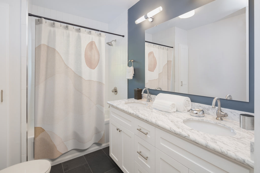 Abstract Shower Curtain, Beige Ombre, Sun Landscape