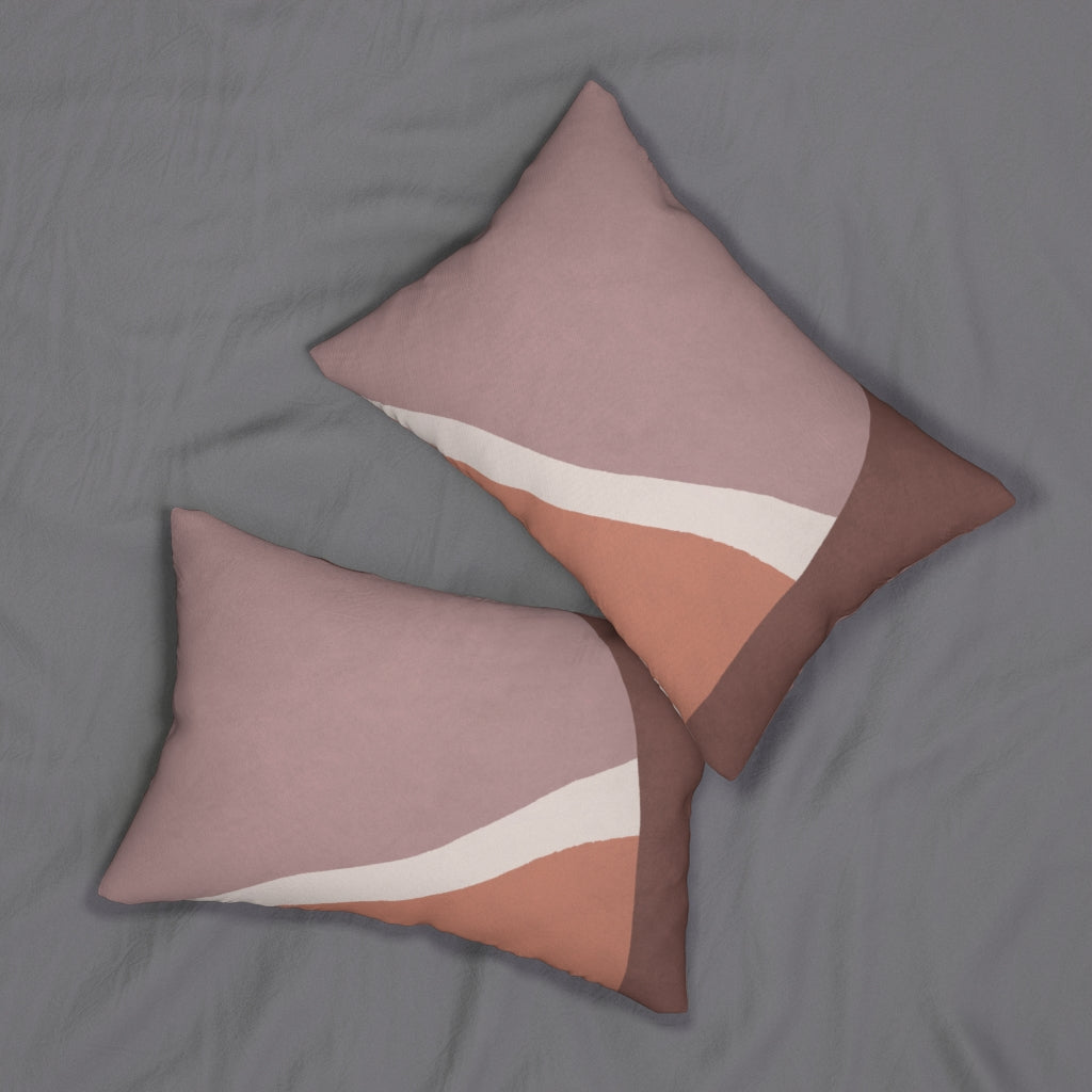 Abstract Boho Lumbar Pillow | Beige Rust Cream