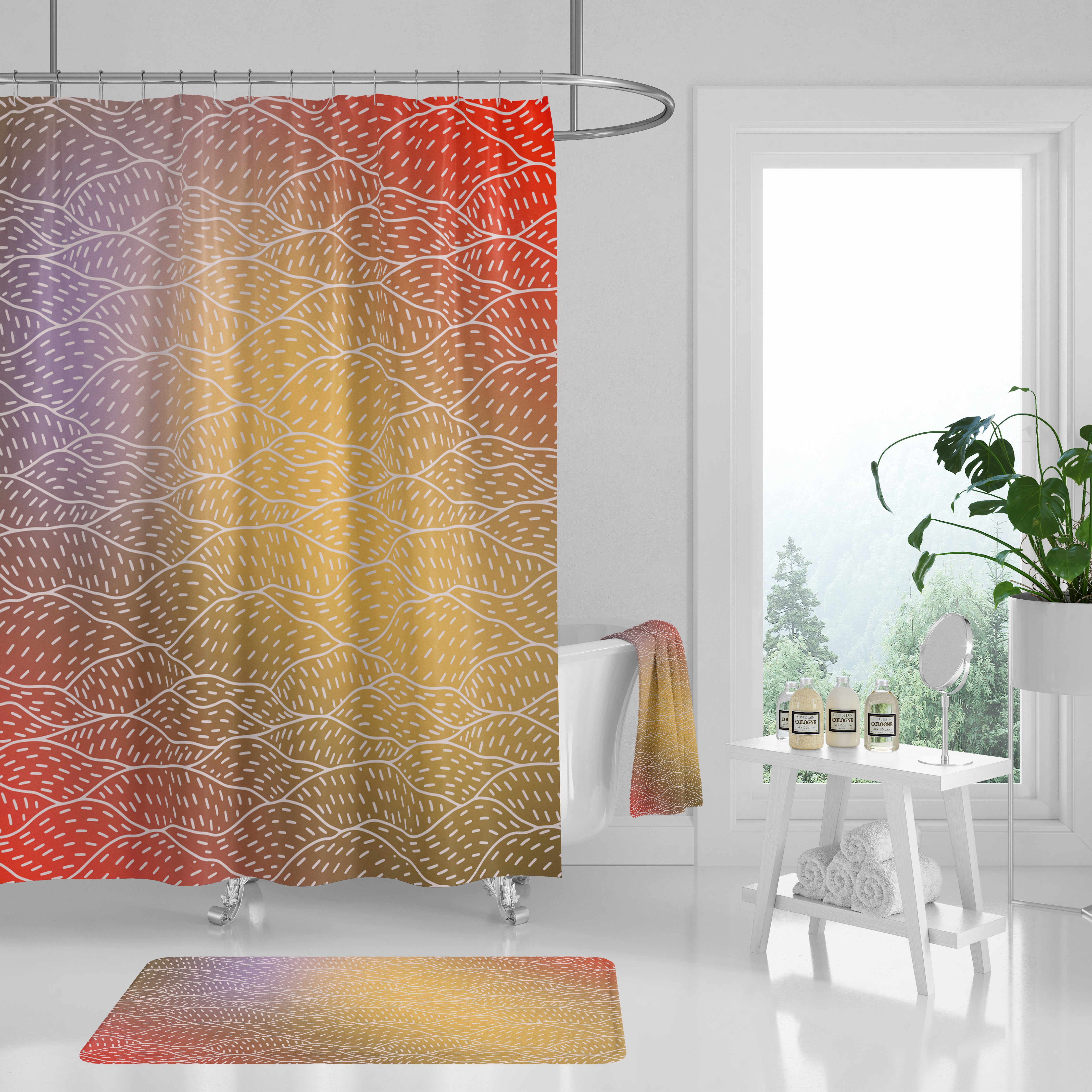 Abstract Bath Mat | Red Brown Yellow Hills