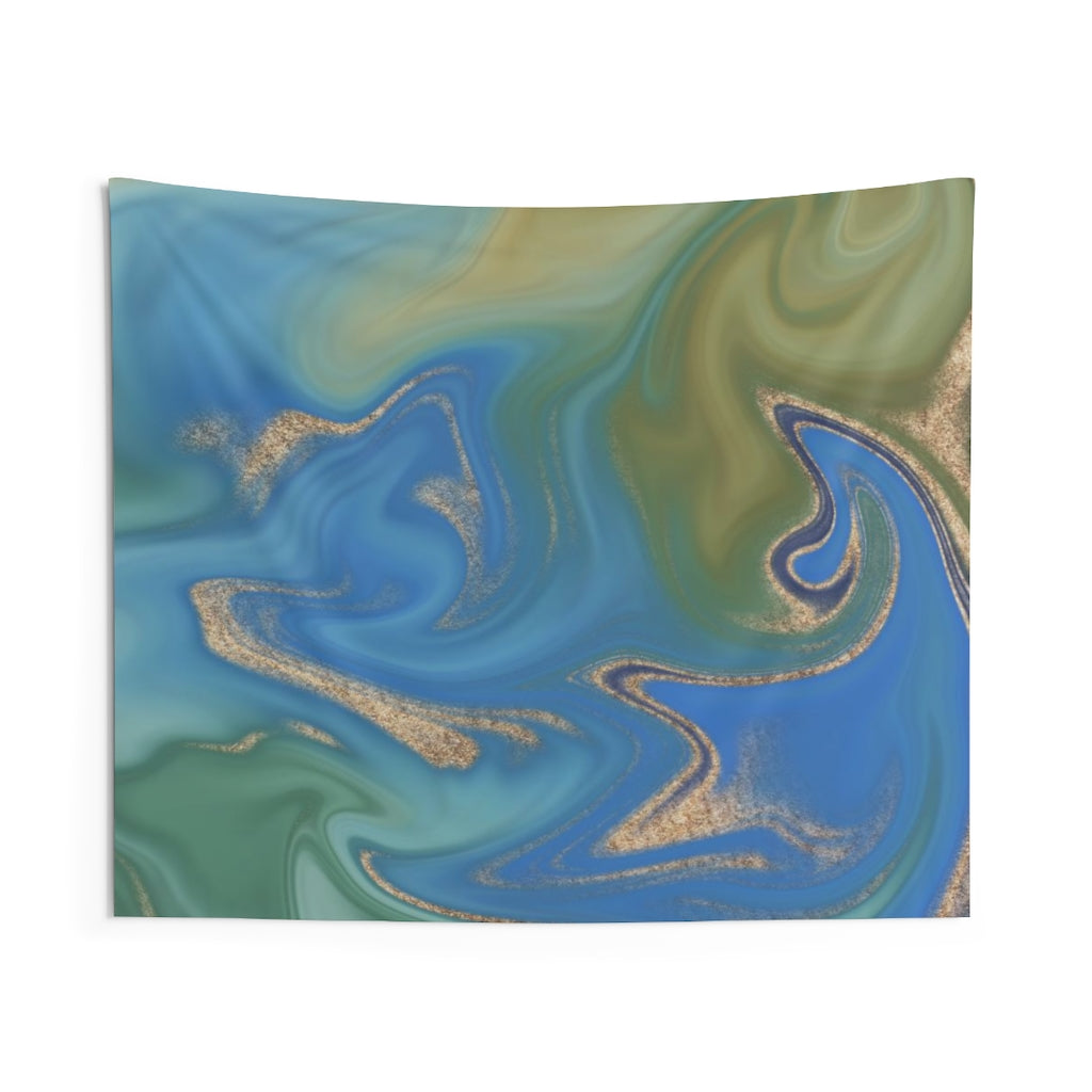 Abstract Tapestry | Royal Blue Green Gold