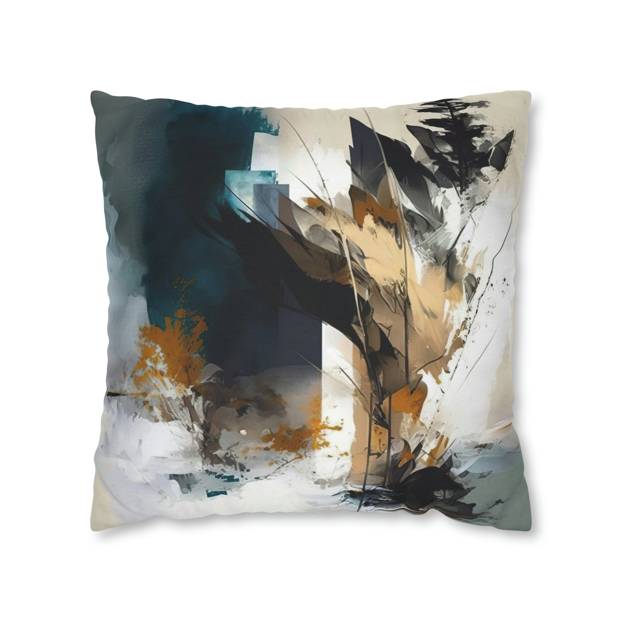 Abstract Pillow Cover | Beige Blue White