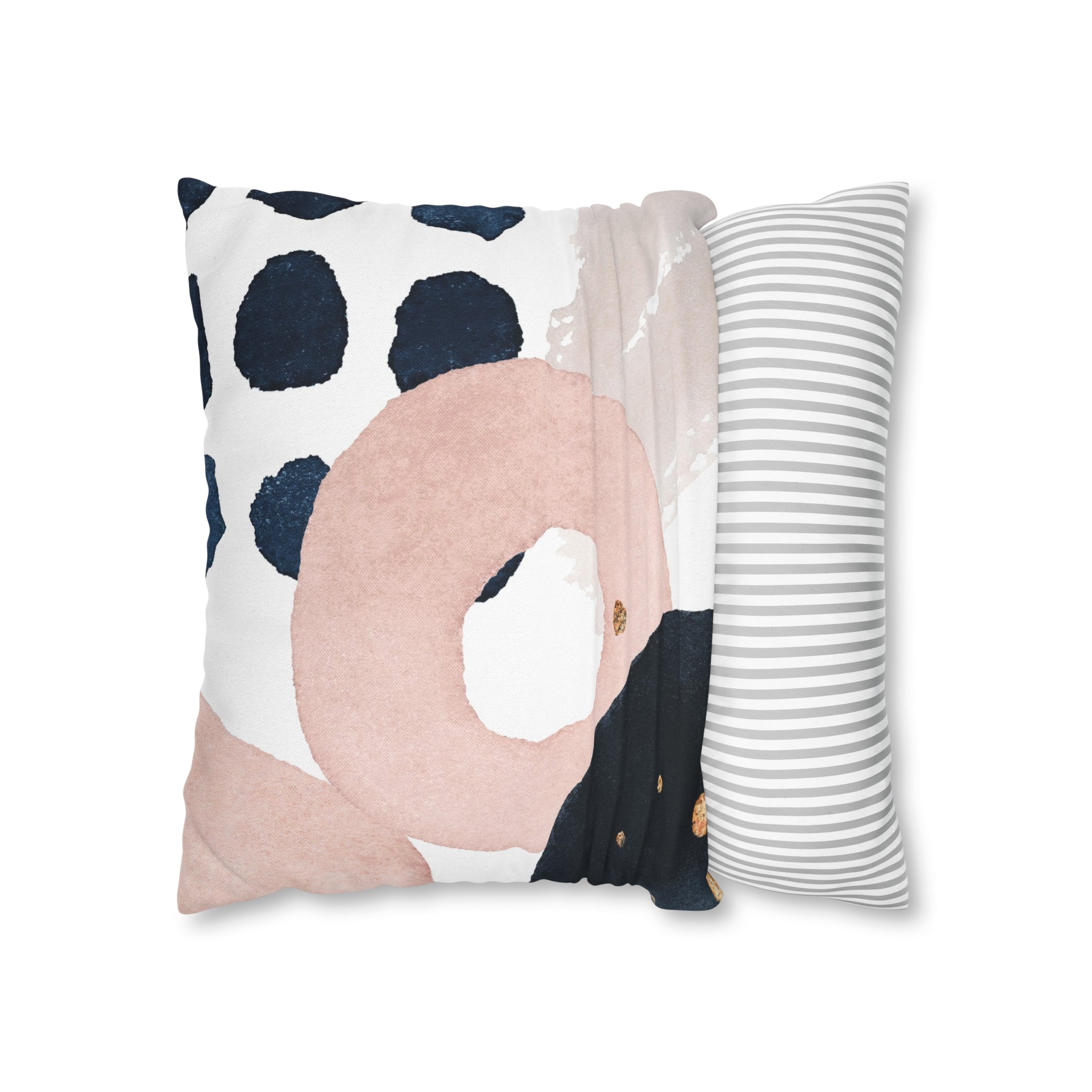 Boho Pillow Cover | Abstract Navy Blue, Blush Pink White