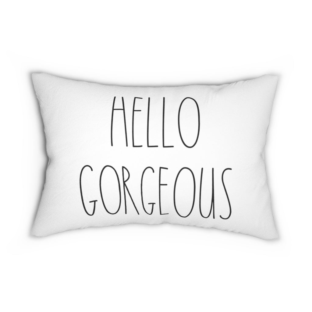 With Saying Lumbar Pillow | White | Hello Gorgeous