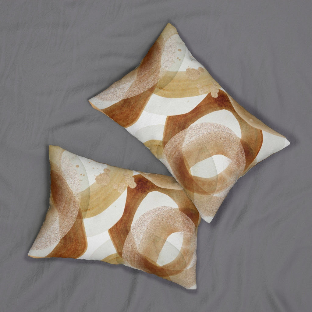 Abstract Boho Lumbar Pillow | White Rust Orange