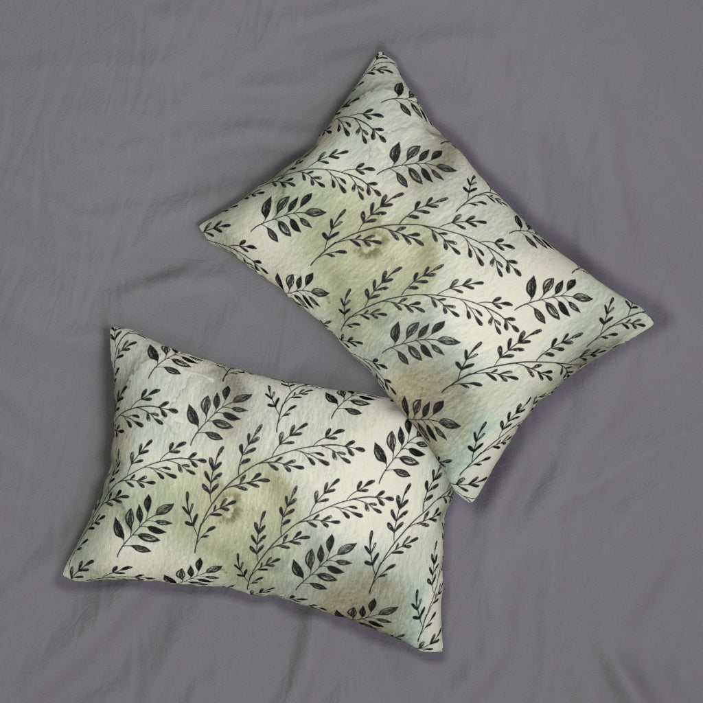 Floral Boho Lumbar Pillow | Yellow Green Black