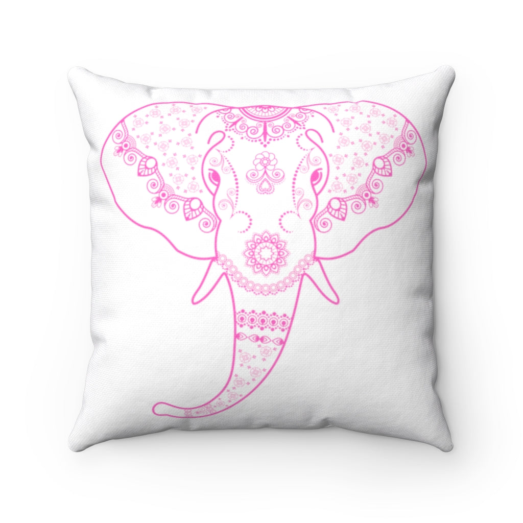 Boho Pillow Cover | Pink Hindi Elephant