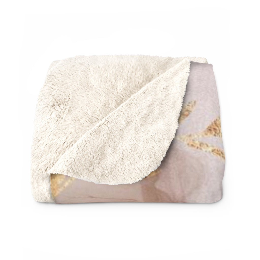Floral Comfy Blanket | Beige Navy Gold Leaves