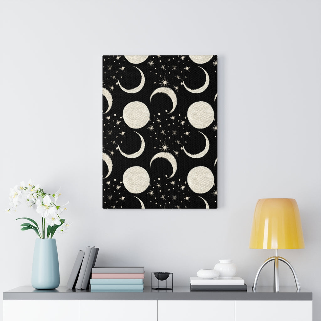 MYSTICAL CANVAS ART | Black Beige Moon Phases