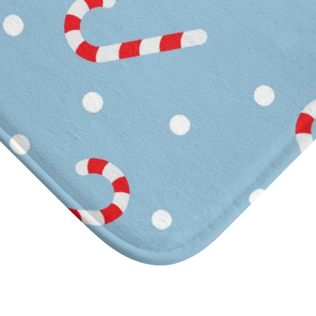 Christmas Bath Mat | Sky Blue Holiday Candy Canes