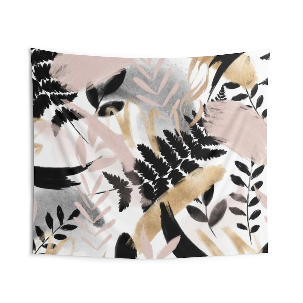 Floral Tapestry | White Blush Pink Black Gold