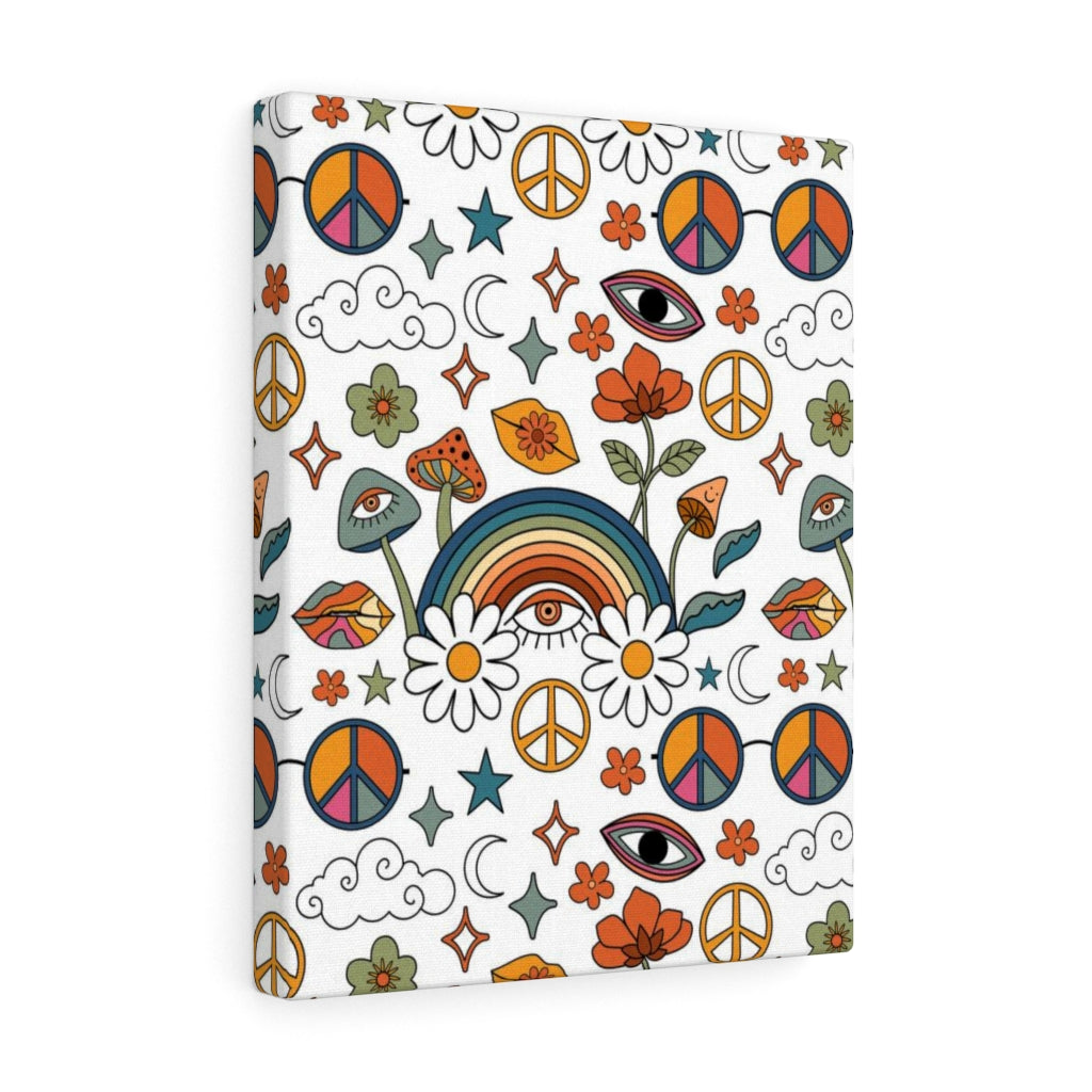 RETRO WALL CANVAS ART | Rainbow White