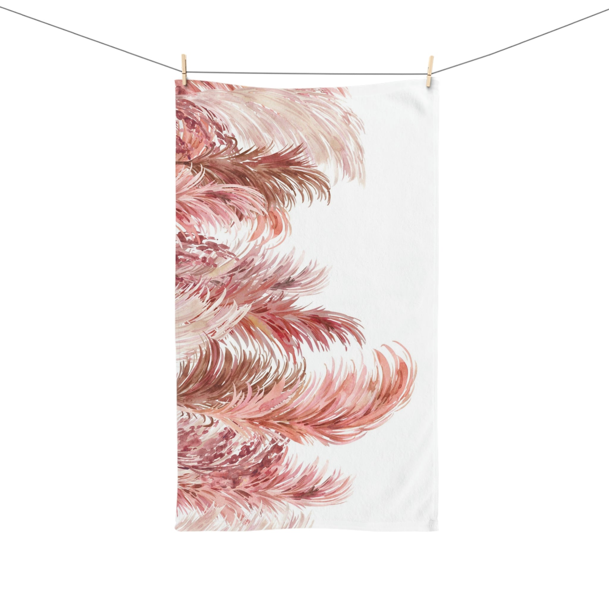 Floral Kitchen, Bath Hand Towel | Pink Beige White Pampas