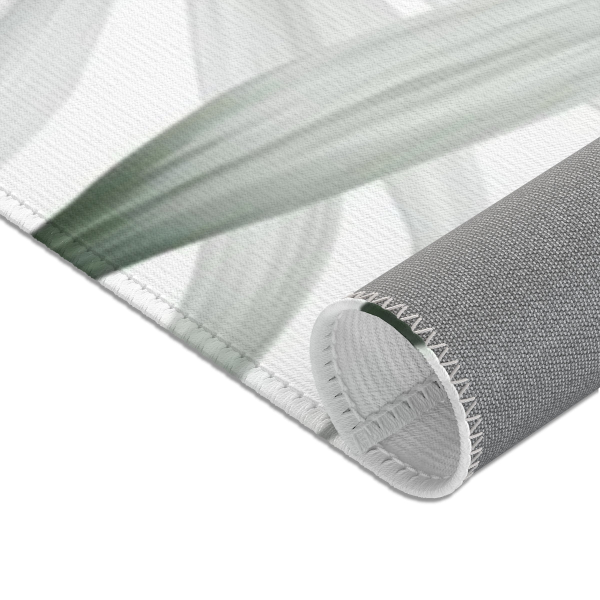 Floral Area Rug | Green Silver White Jungle Leaves