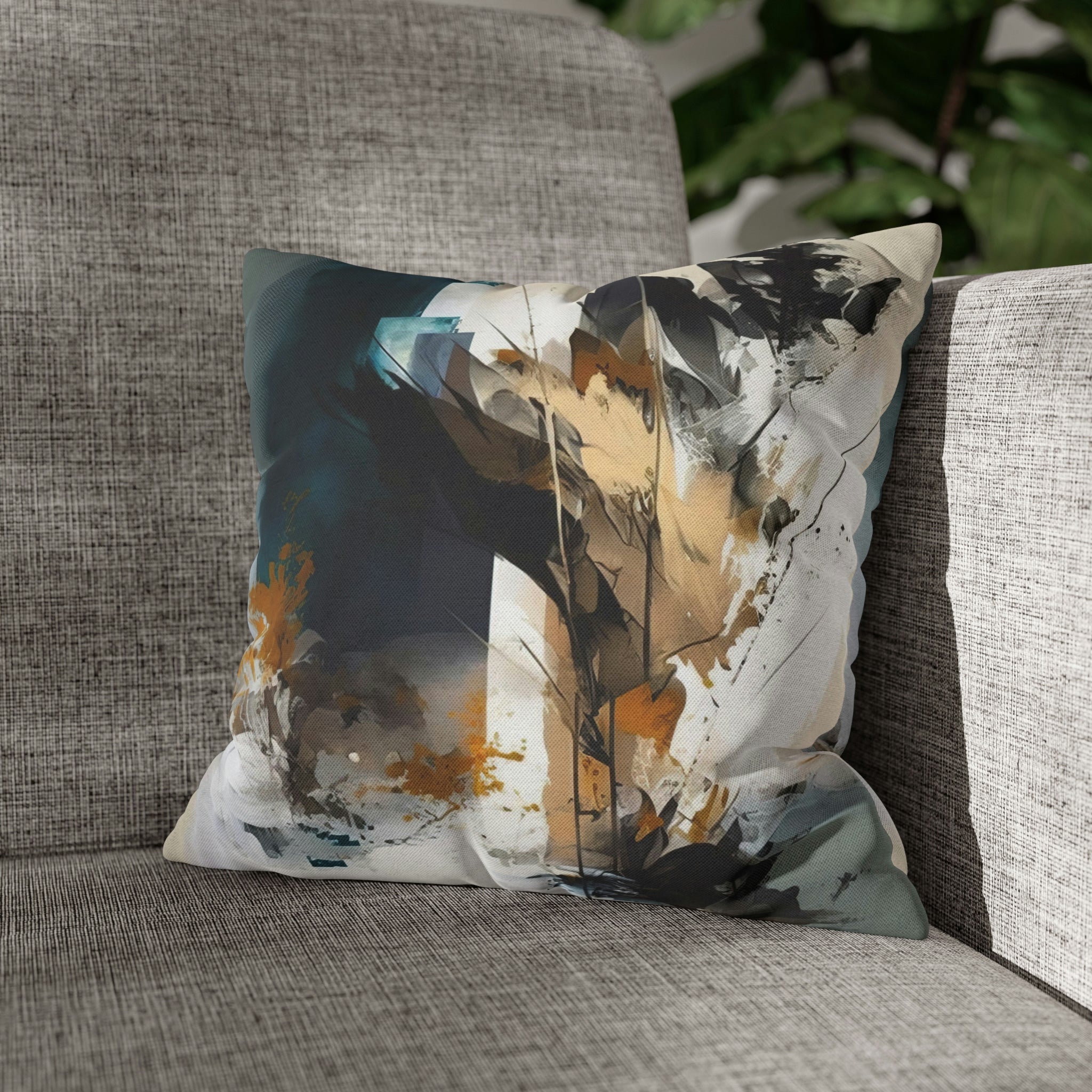 Abstract Pillow Cover | Beige Blue White