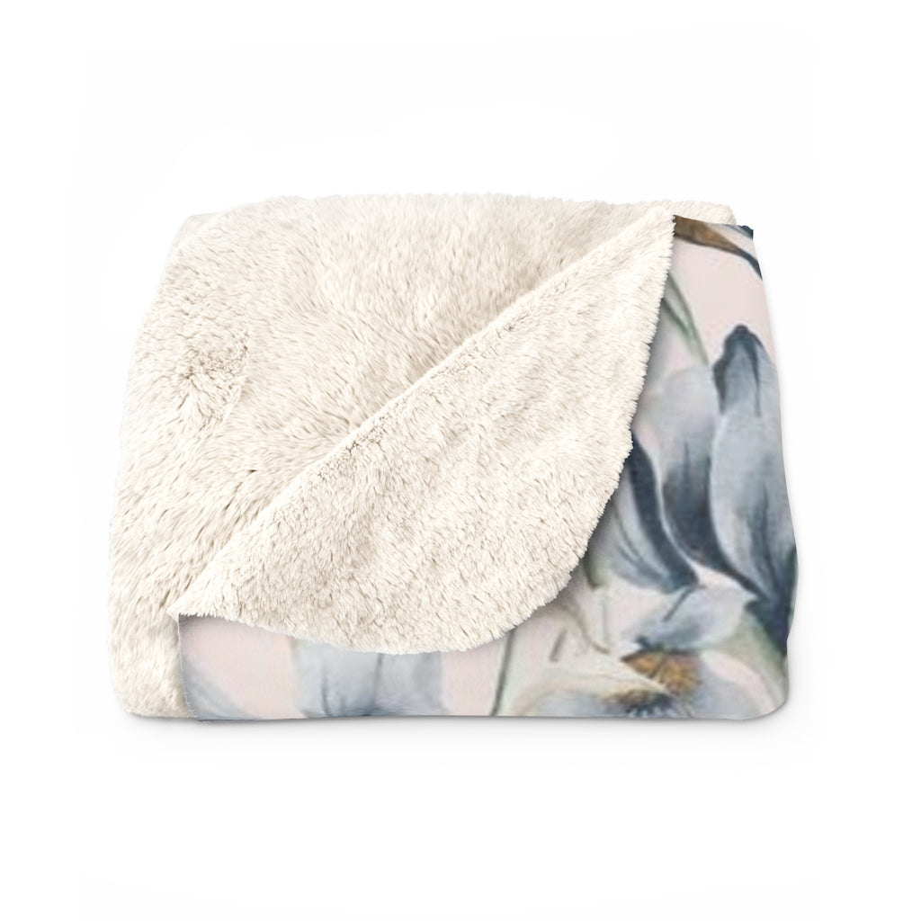 Floral Comfy Blanket | Blush Pink Blue Flowers