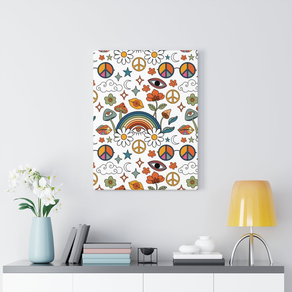 RETRO WALL CANVAS ART | Rainbow White