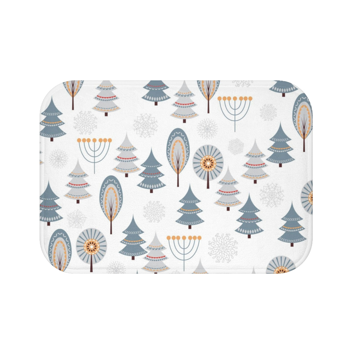 Christmas Bath Mat | Gray White Forest Trees