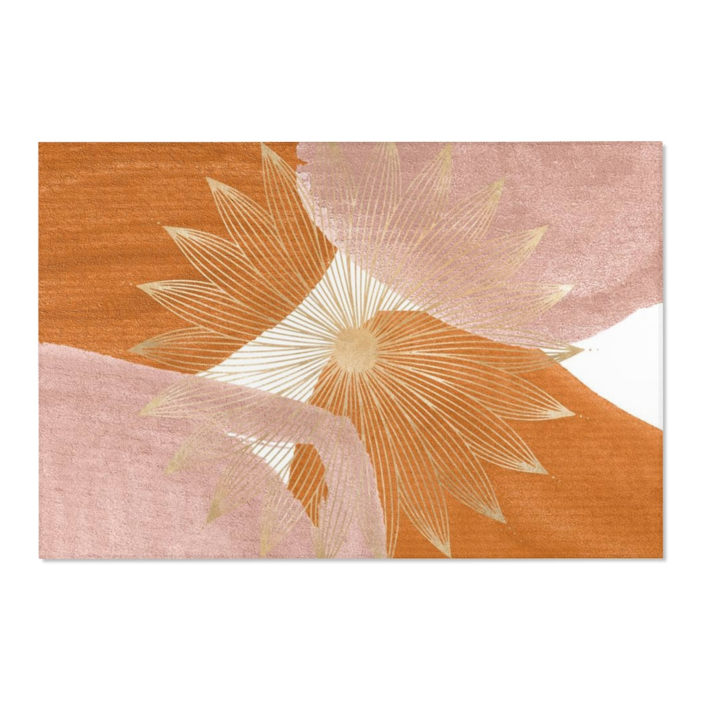 Abstract Area Rug | Burnt Orange Dusty Pink Gold Mandala