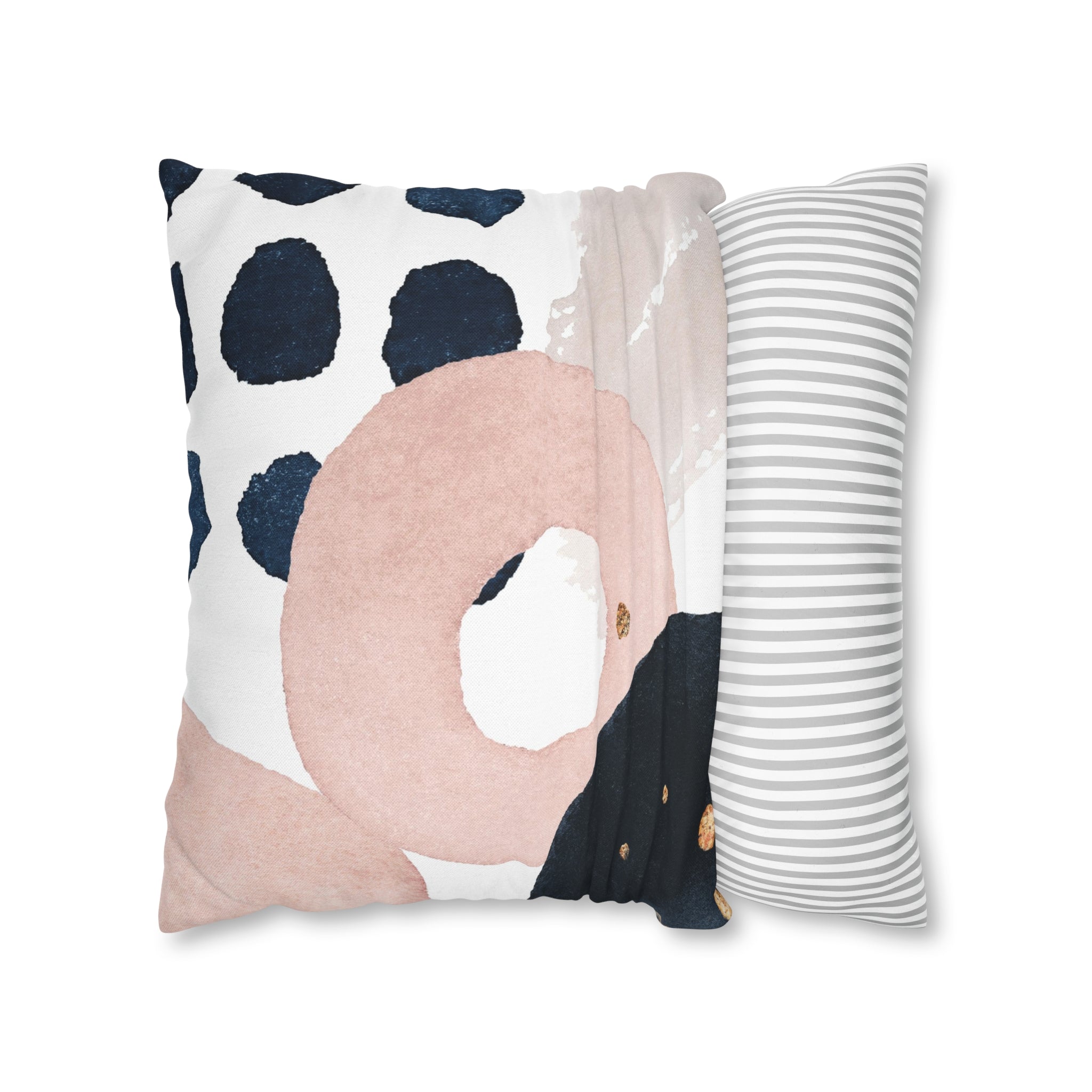 Boho Pillow Cover | Abstract Navy Blue, Blush Pink White