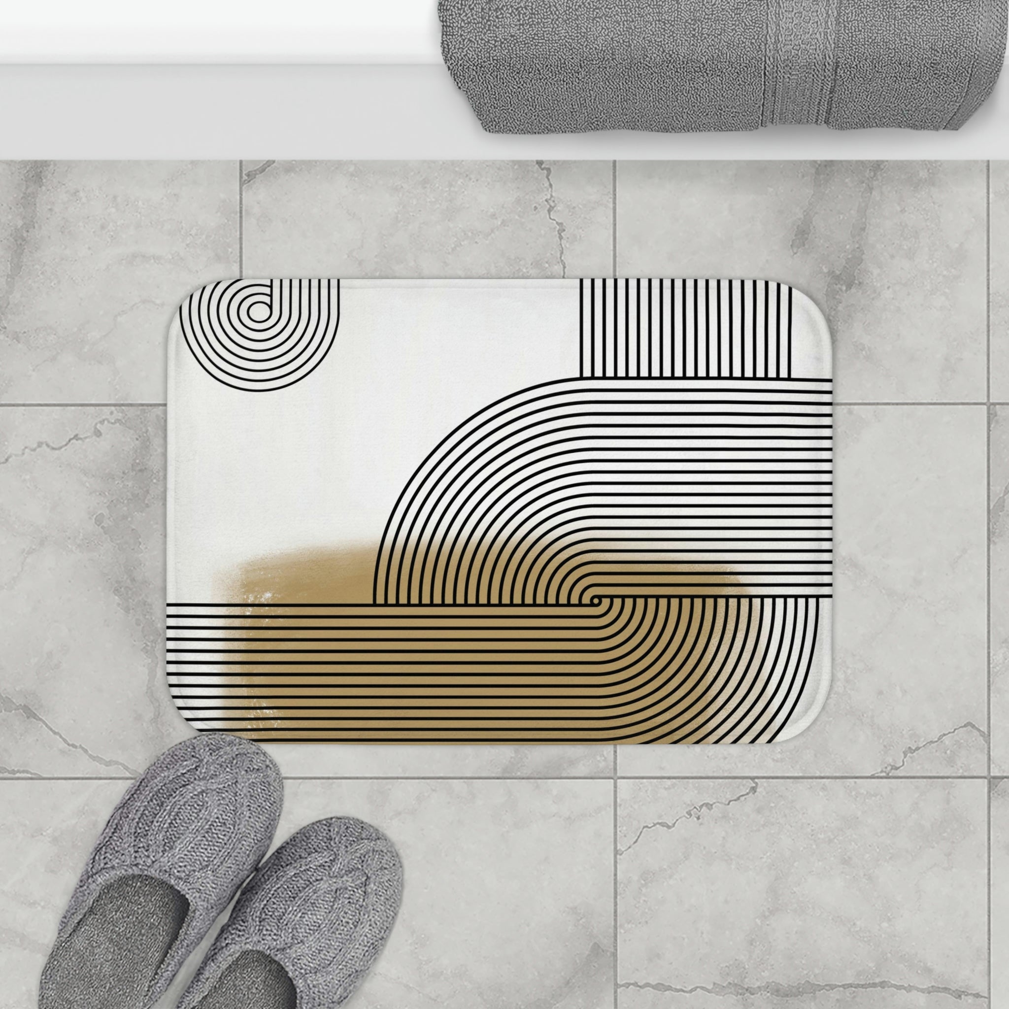 Boho Abstract Bath, Kitchen Mat | Mid-Century Minimalist