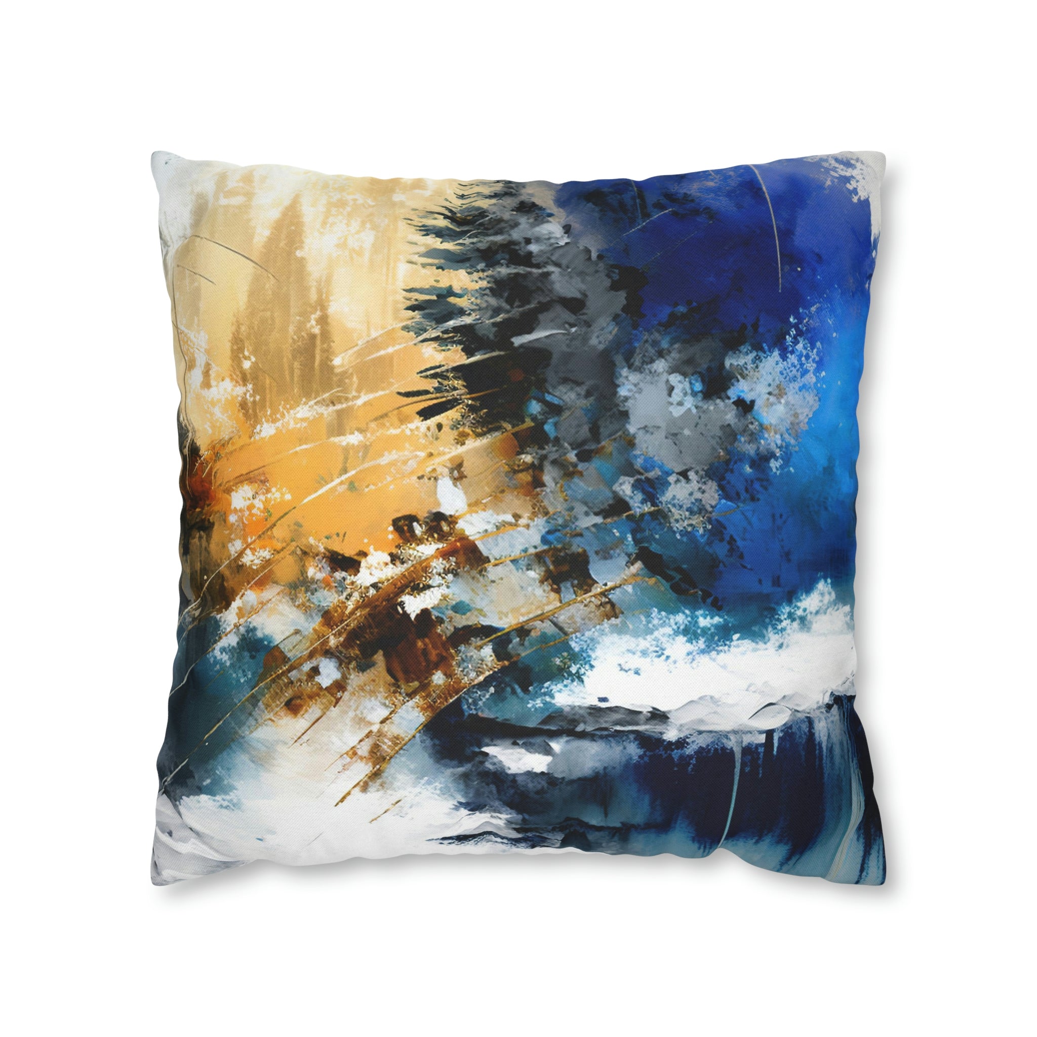 Abstract Pillow Cover | Beige Blue White