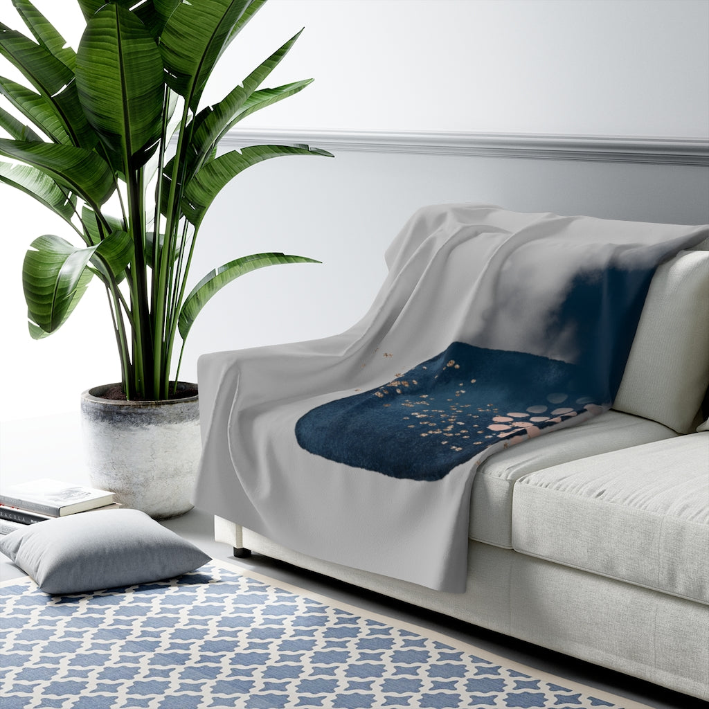 Gray Navy Abstract Blanket