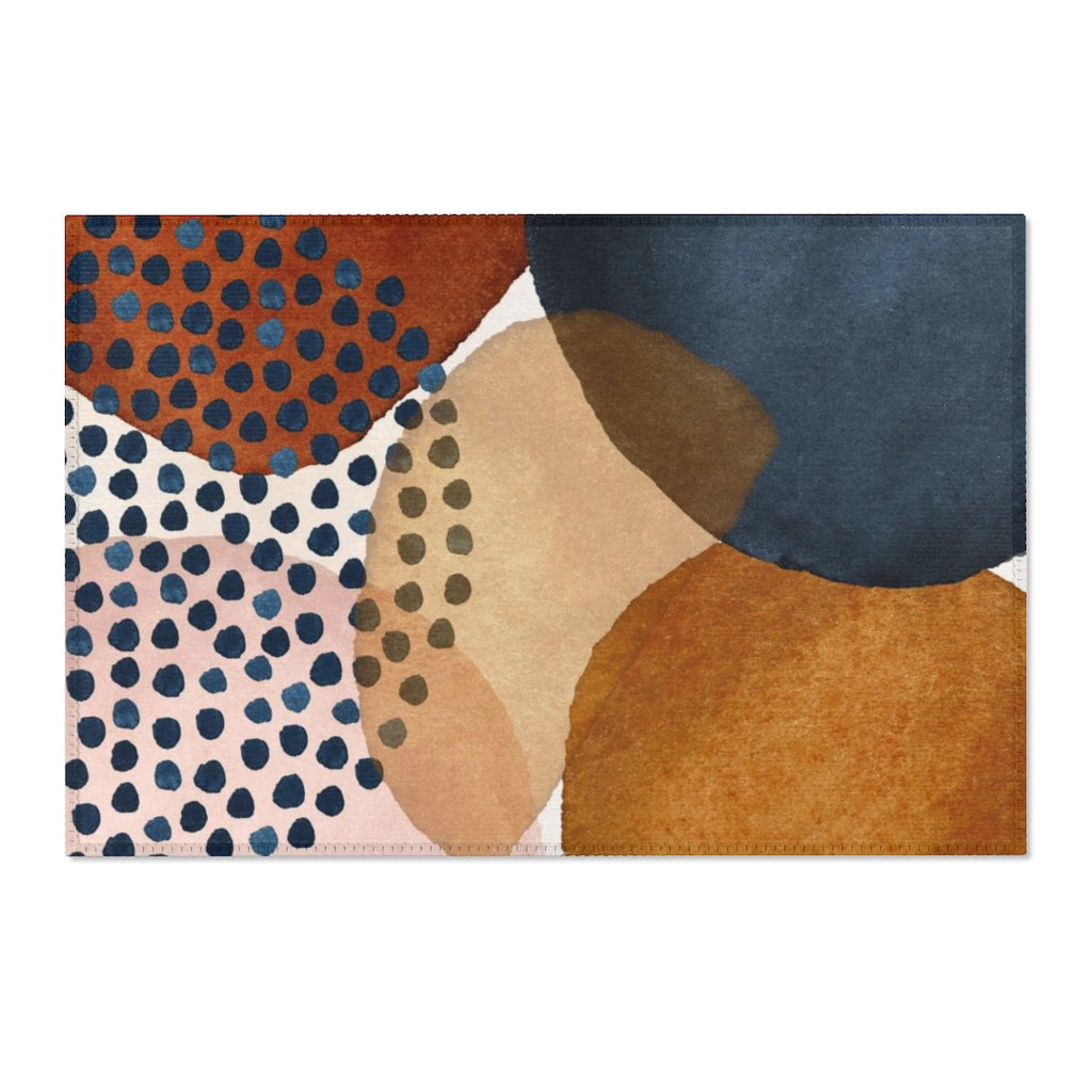 Abstract Area Rug | Rust Navy Orange Pink