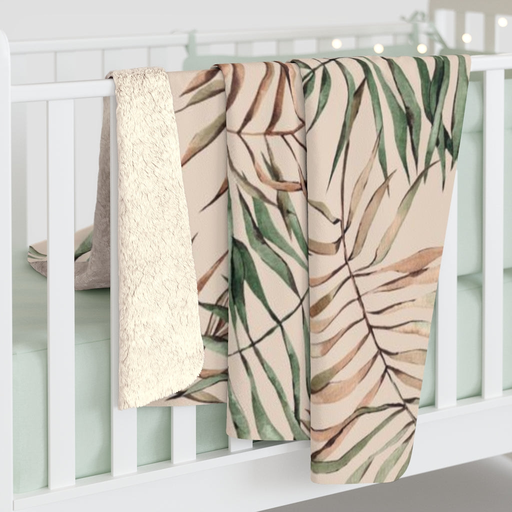 Floral Comfy Blanket | Beige Palm Leaves