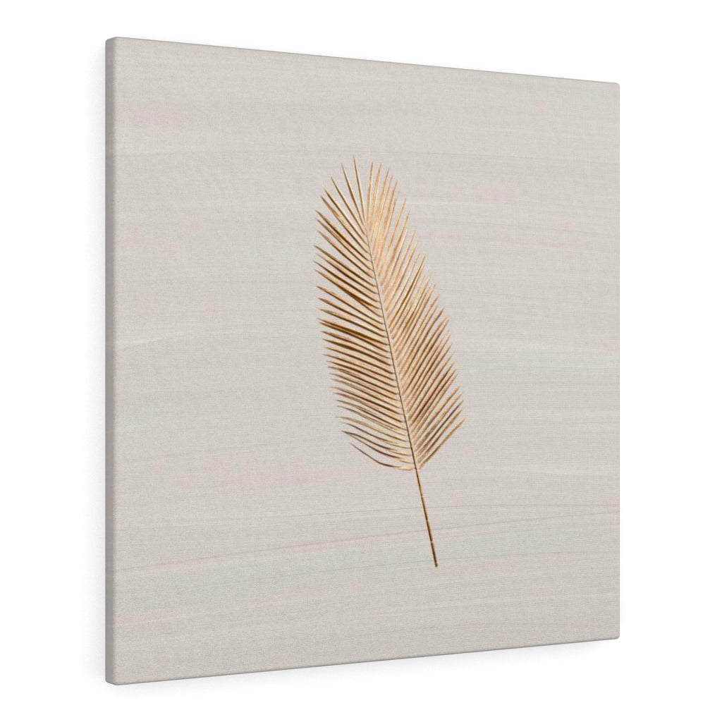 Modern Wall Canvas Art | Beige Gold Feather