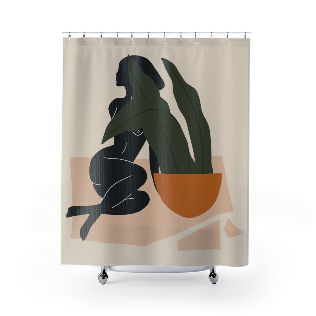 modern boho fabric shower curtain