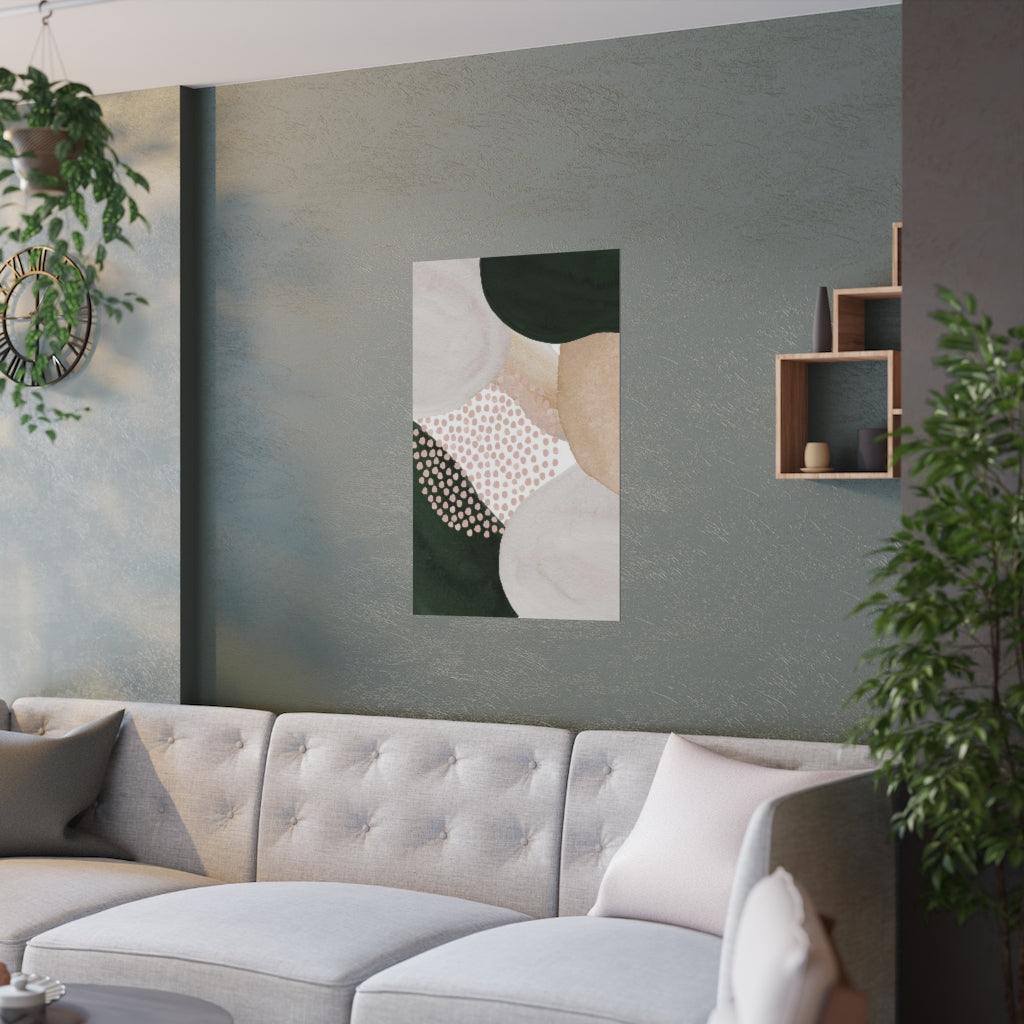 Abstract Boho Art Prints | Beige Cream Green