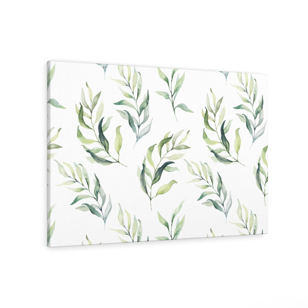 FLORAL CANVAS ART | Green White Leaves