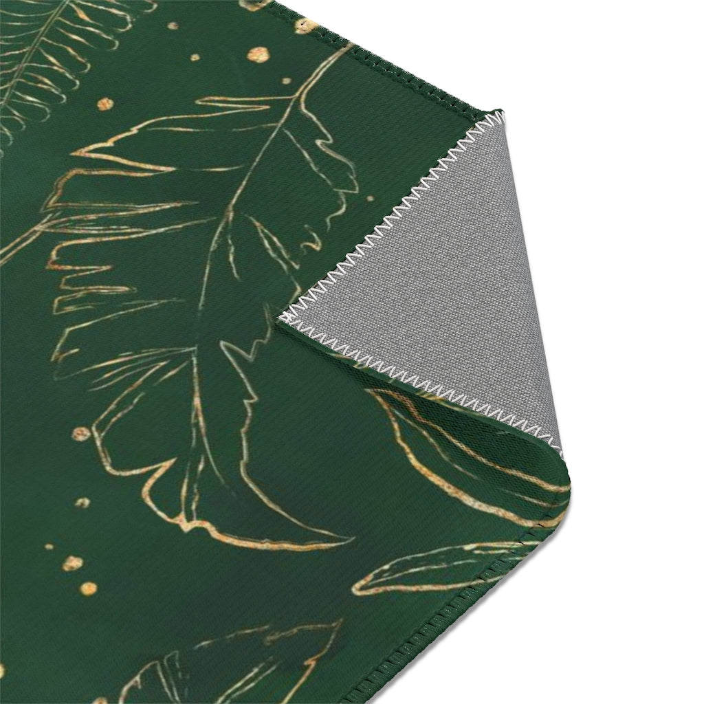 Floral Boho Area Rug | Gold Leaves