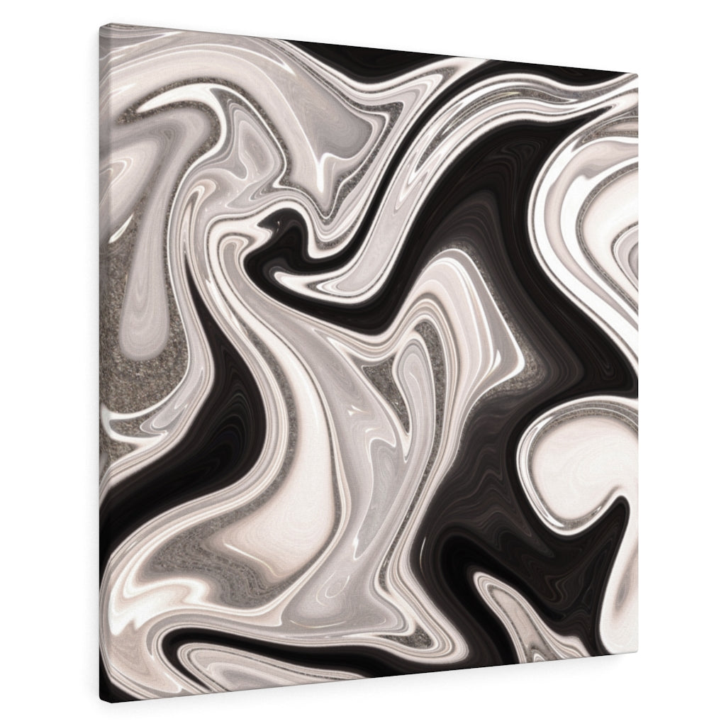 ABSTRACT WALL CANVAS ART | Black White Silver