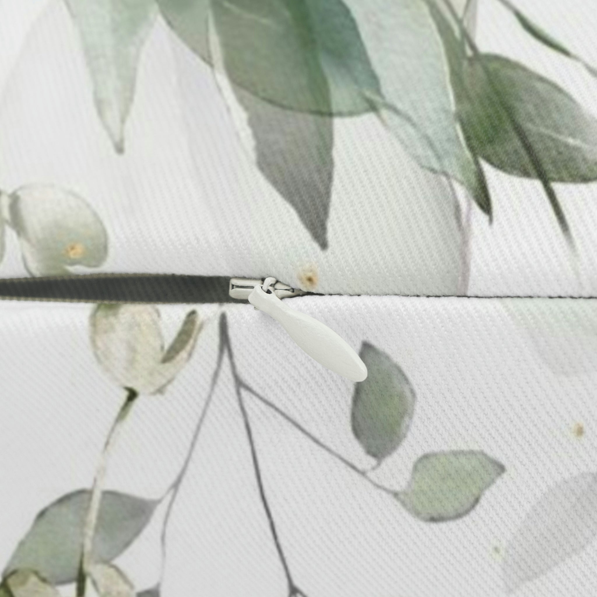 Floral Lumbar Pillow | White Sage Green Eucalyptus
