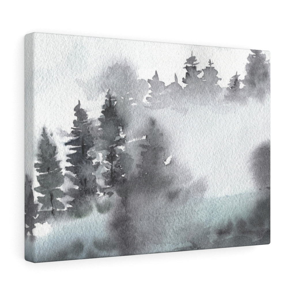 Gray Clouds Forest Canvas Watercolor Wall Art
