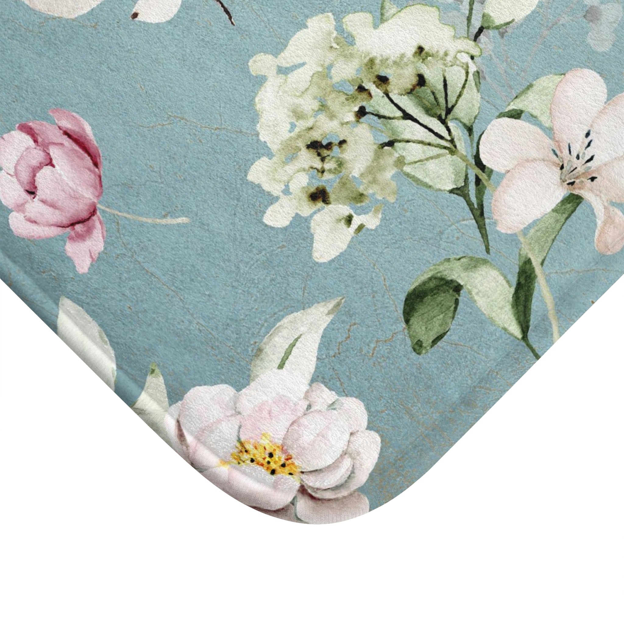 Boho Bath, Kitchen Mat | Blue Pink Peonies