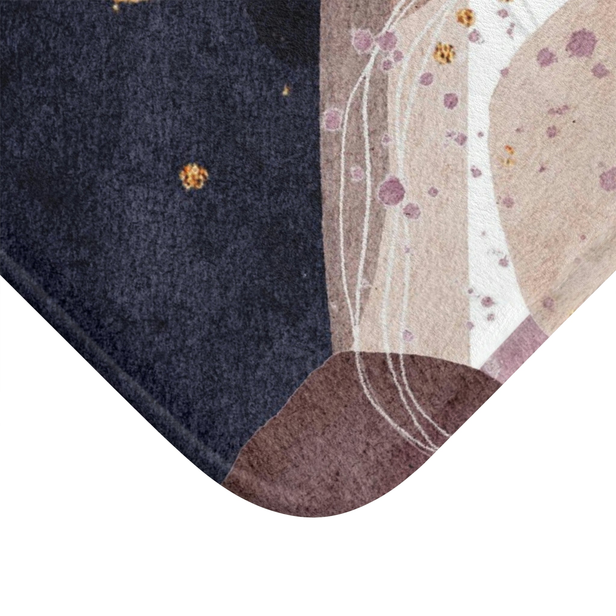 Boho Abstract Bath, Kitchen Mat | Navy Blue Yellow Purple